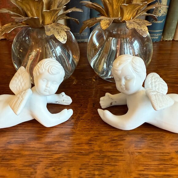 Vintage porcelain Bisque angel Taper Candle Huggers, Set of Four 4 - Picture 14 of 16